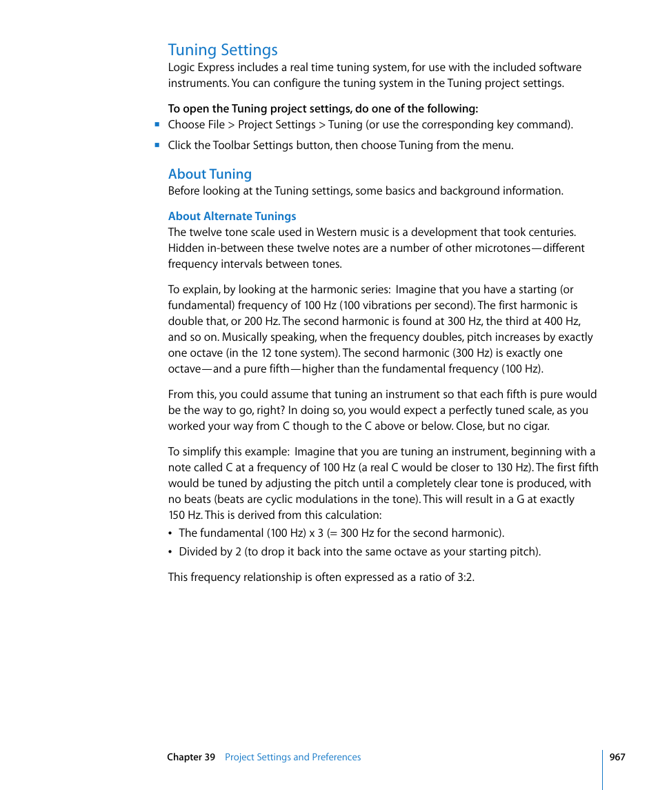 Tuning settings, About tuning | Apple Logic Express 8 User Manual | Page 967 / 1055