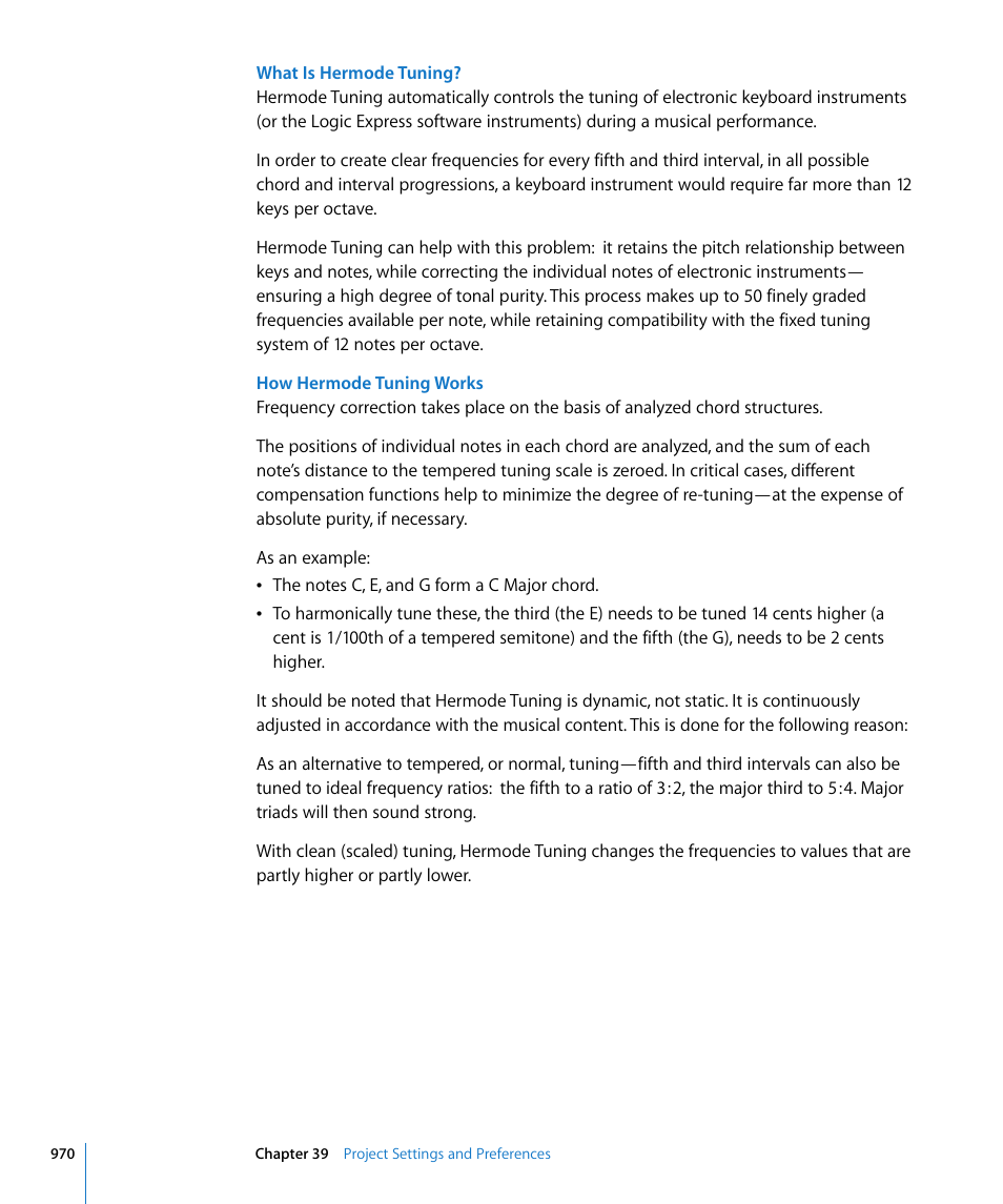 Uning (see, What is hermode tuning | Apple Logic Express 8 User Manual | Page 970 / 1055