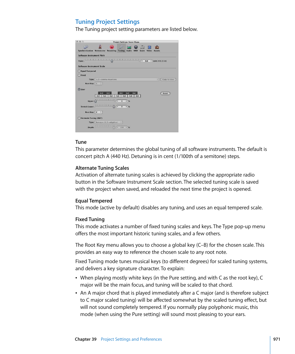 Tuning project settings | Apple Logic Express 8 User Manual | Page 971 / 1055