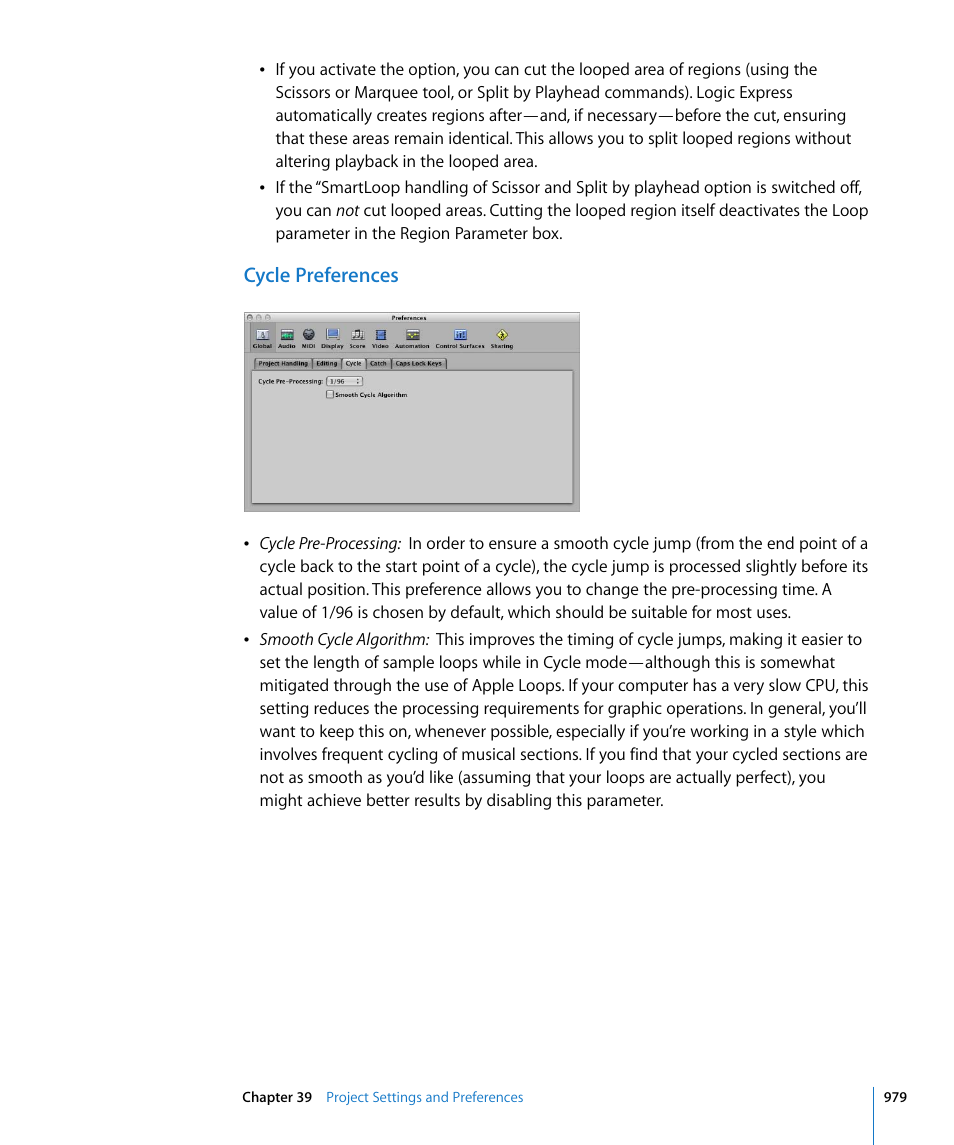 Cycle preferences | Apple Logic Express 8 User Manual | Page 979 / 1055
