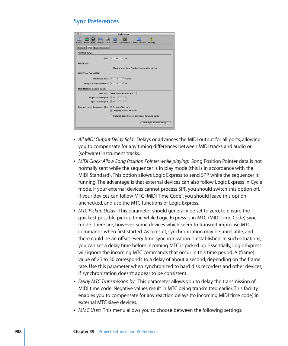 Sync preferences | Apple Logic Express 8 User Manual | Page 988 / 1055