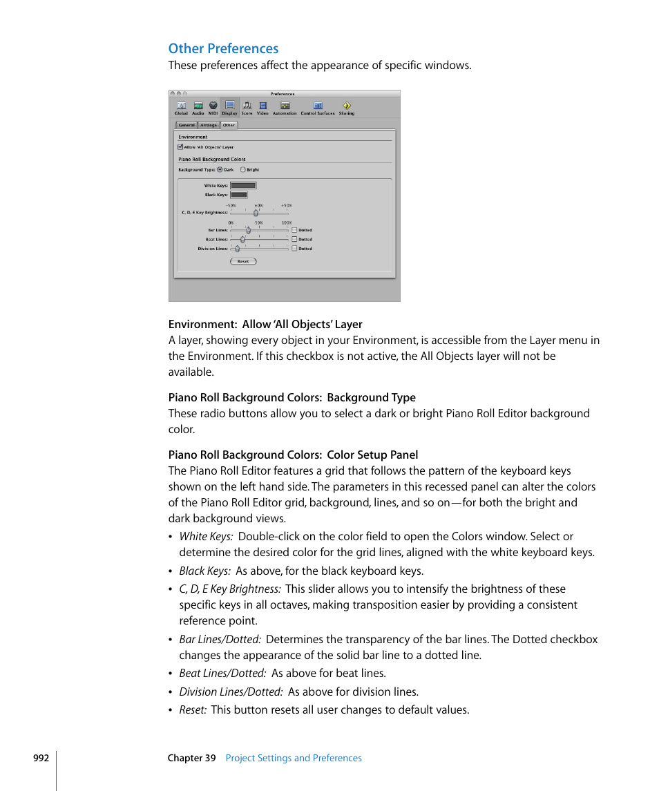 Other preferences, Ormation see | Apple Logic Express 8 User Manual | Page 992 / 1055