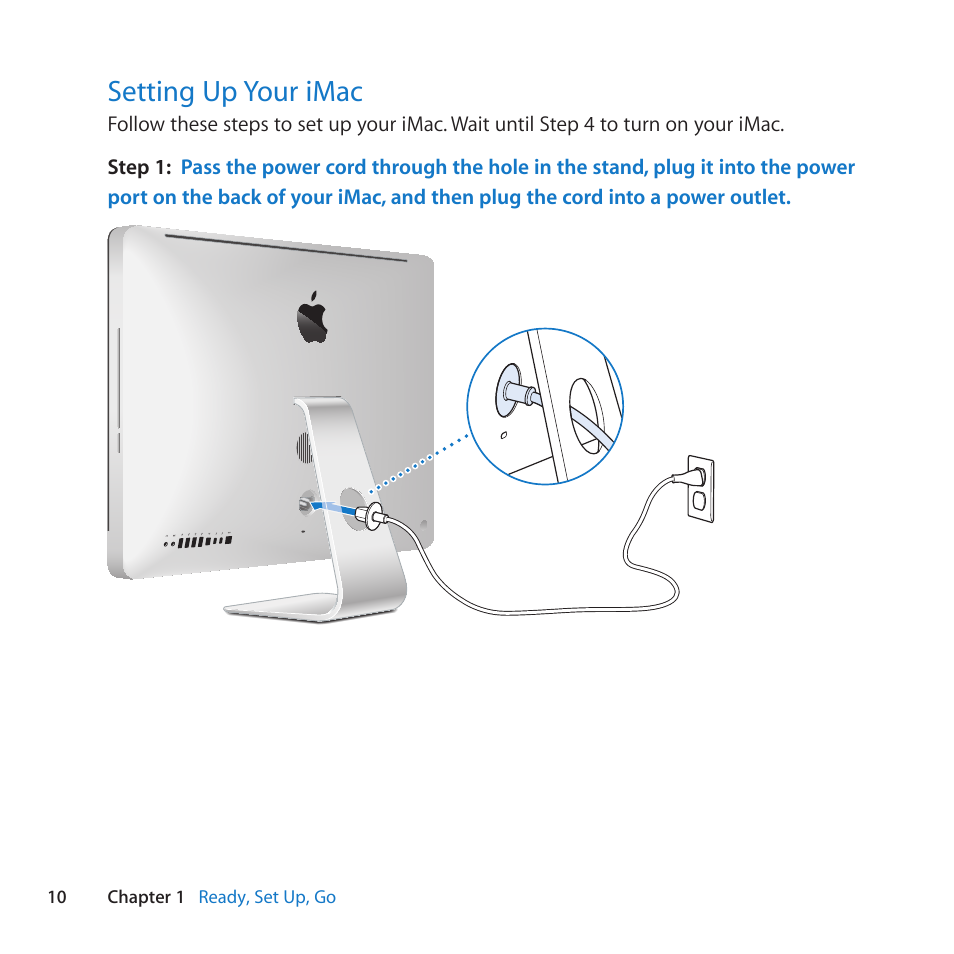 Setting up your imac, 10 setting up your imac | Apple iMac (21.5-inch and 27-inch, Mid 2011) User Manual | Page 10 / 88