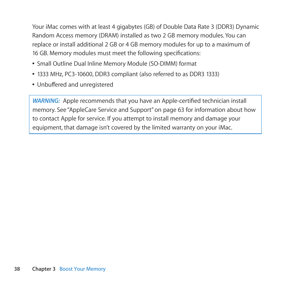 Apple iMac (21.5-inch and 27-inch, Mid 2011) User Manual | Page 38 / 88