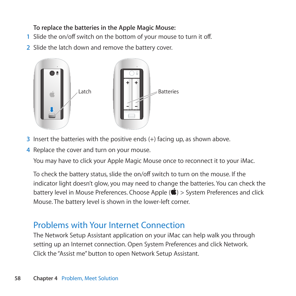 Problems with your internet connection, 58 problems with your internet connection | Apple iMac (21.5-inch and 27-inch, Mid 2011) User Manual | Page 58 / 88