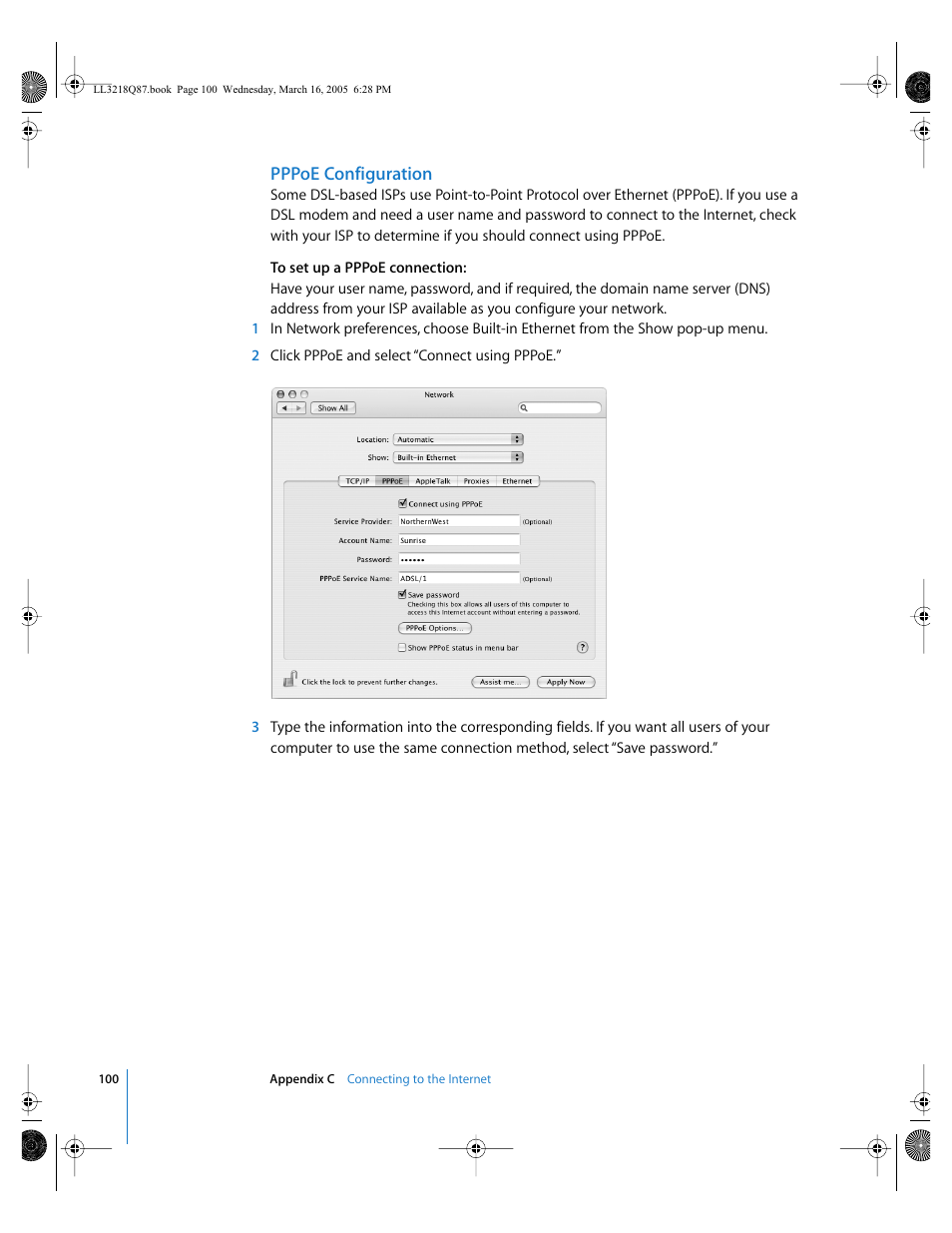Pppoe configuration | Apple Power Mac G5 (Early 2005) User Manual | Page 100 / 120