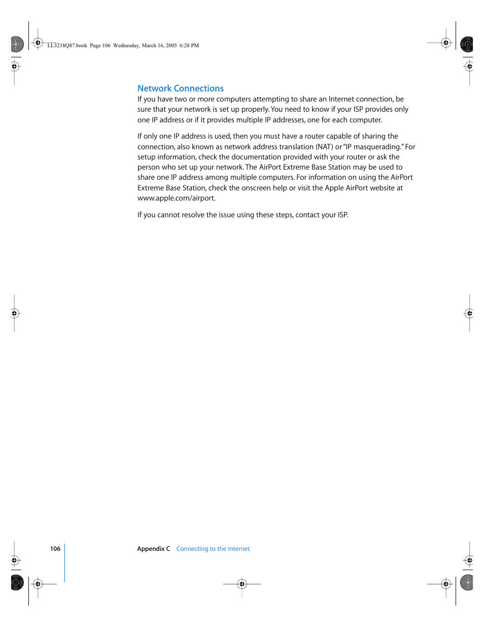 Network connections | Apple Power Mac G5 (Early 2005) User Manual | Page 106 / 120