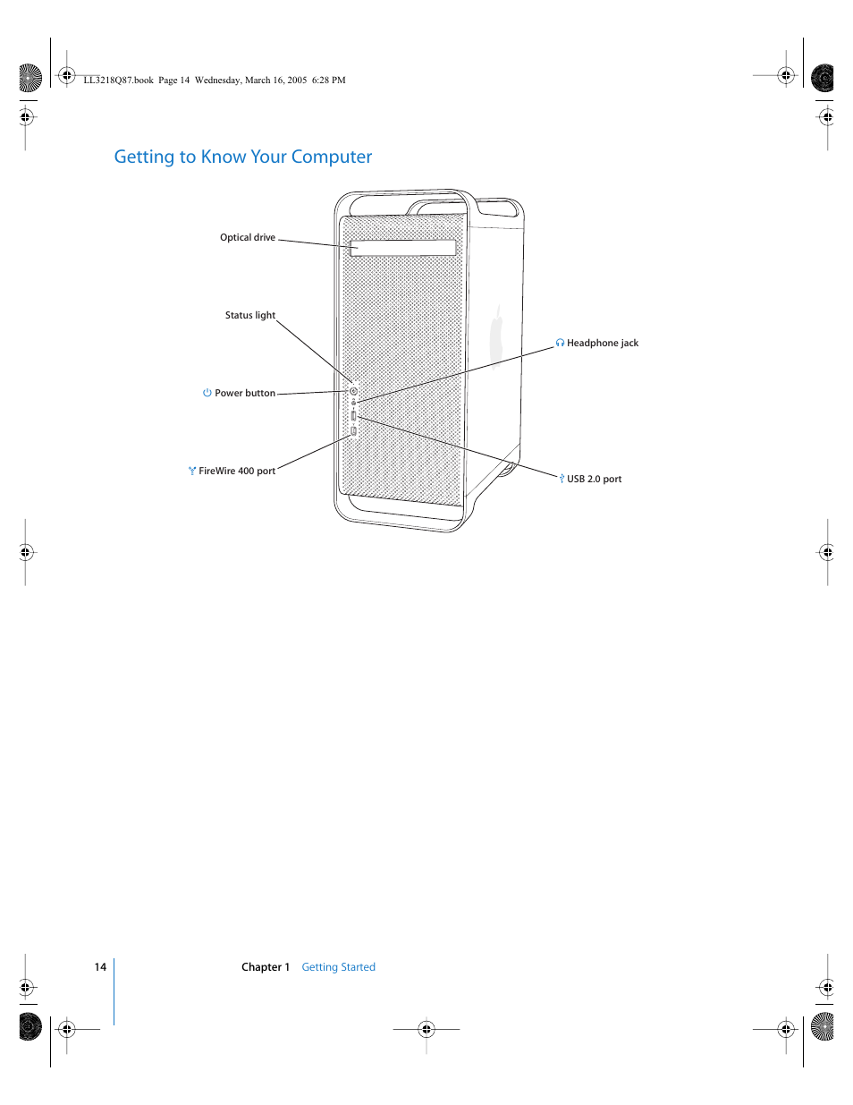 Getting to know your computer | Apple Power Mac G5 (Early 2005) User Manual | Page 14 / 120