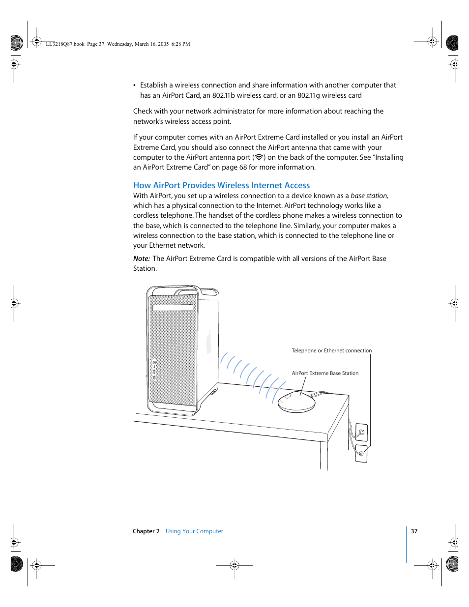How airport provides wireless internet access | Apple Power Mac G5 (Early 2005) User Manual | Page 37 / 120