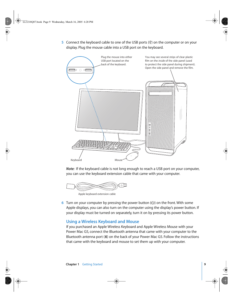 Using a wireless keyboard and mouse | Apple Power Mac G5 (Early 2005) User Manual | Page 9 / 120