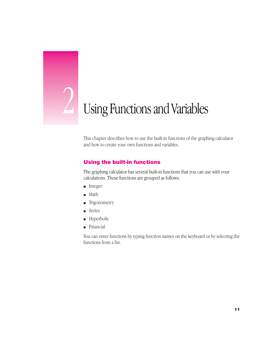 Using functions and variables | Apple Newton Works Graphing Calculator User Manual | Page 11 / 44