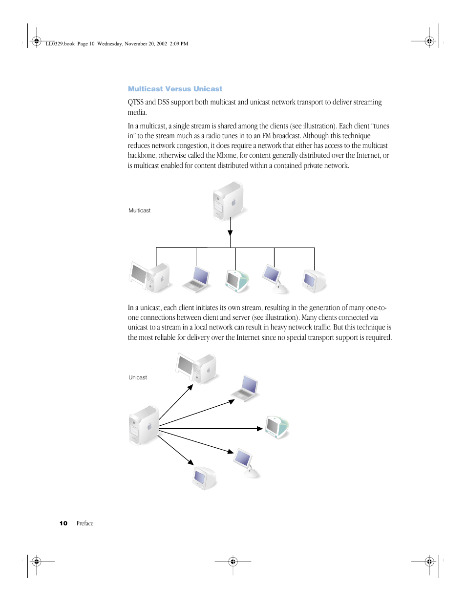 Multicast versus unicast, Multicast versus unicast 10 | Apple QuickTime (Darwin) Streaming Server User Manual | Page 10 / 86