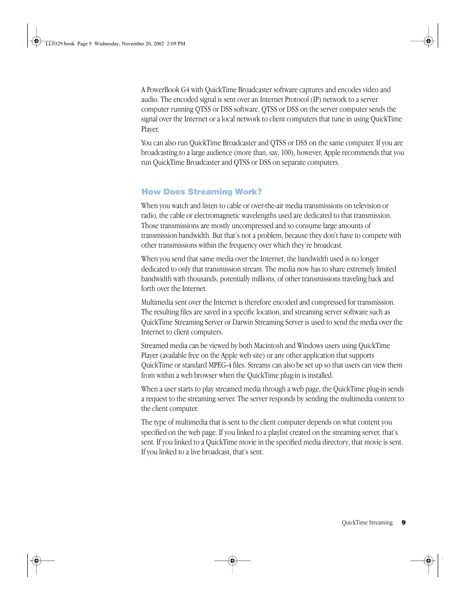 How does streaming work, How does streaming work? 9 | Apple QuickTime (Darwin) Streaming Server User Manual | Page 9 / 86