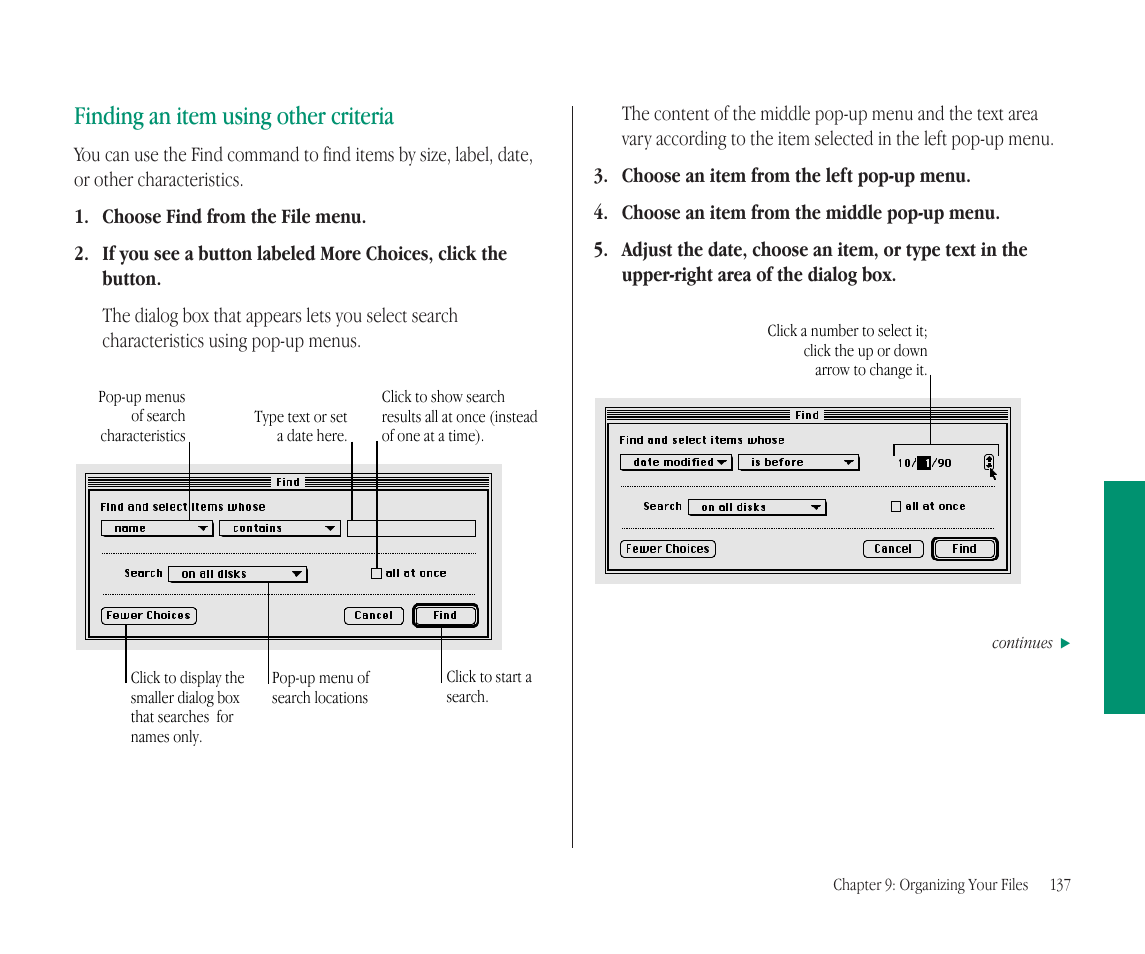 Finding an item using other criteria | Apple Macintosh PowerBook 145B User Manual | Page 152 / 304