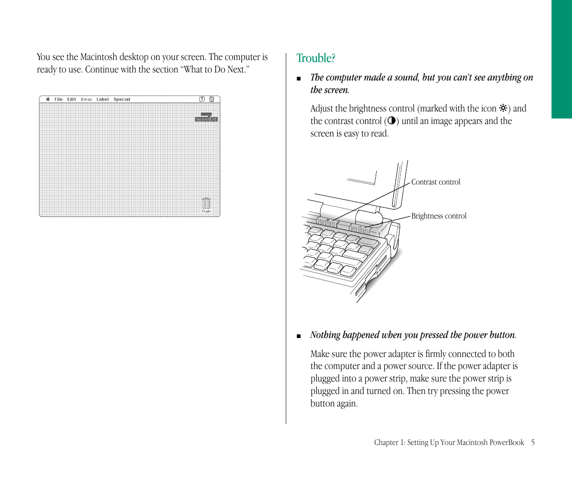 Trouble | Apple Macintosh PowerBook 145B User Manual | Page 21 / 304