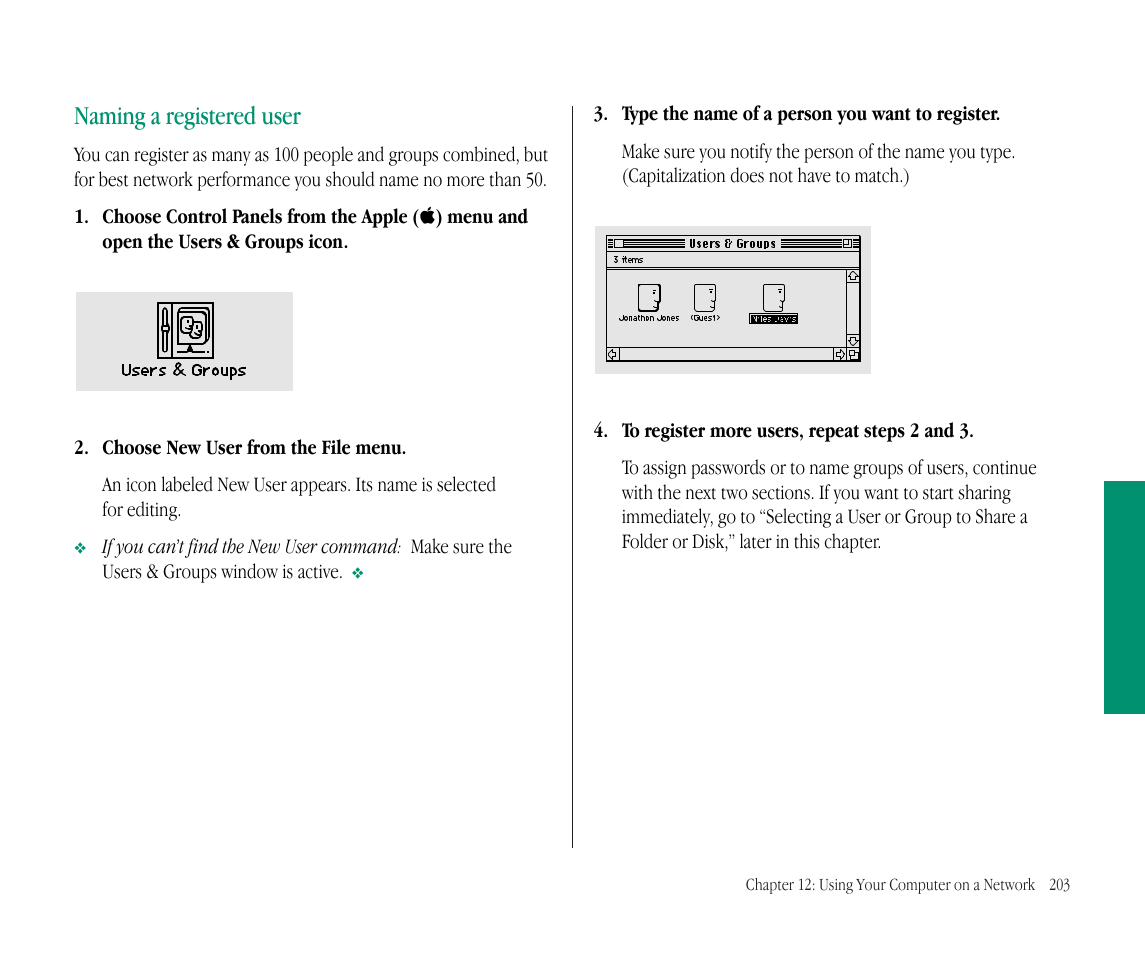 Naming a registered user | Apple Macintosh PowerBook 145B User Manual | Page 217 / 304