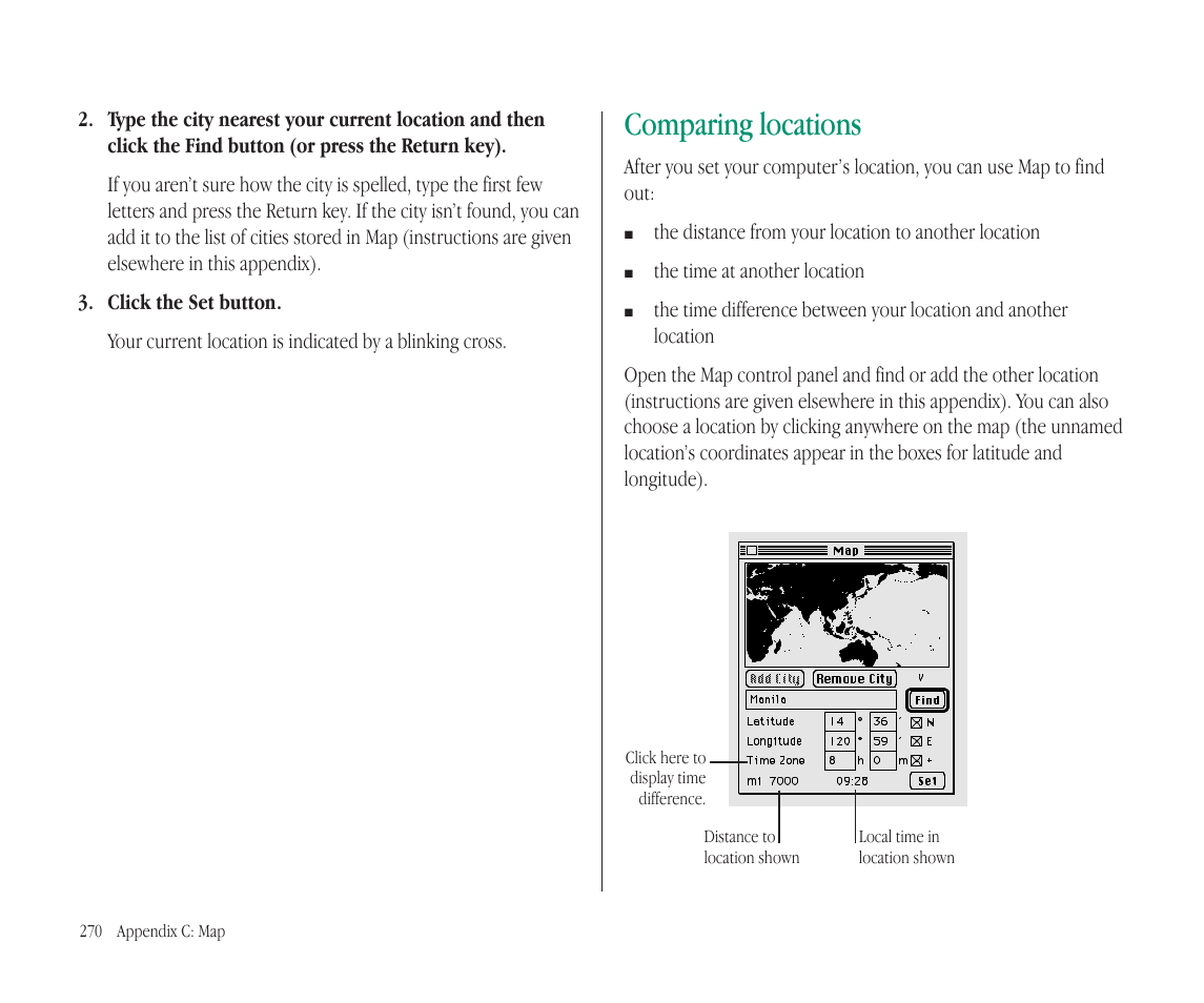 Comparing locations | Apple Macintosh PowerBook 145B User Manual | Page 280 / 304