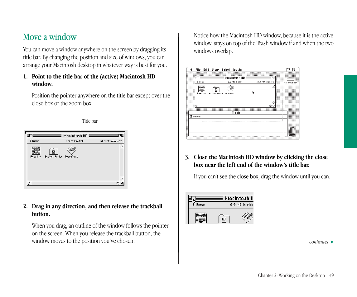 Move a window | Apple Macintosh PowerBook 145B User Manual | Page 65 / 304