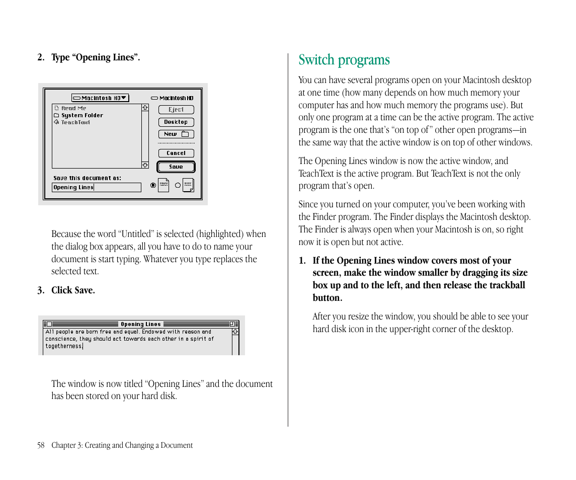 Switch programs | Apple Macintosh PowerBook 145B User Manual | Page 74 / 304