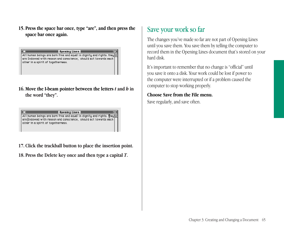 Save your work so far | Apple Macintosh PowerBook 145B User Manual | Page 81 / 304