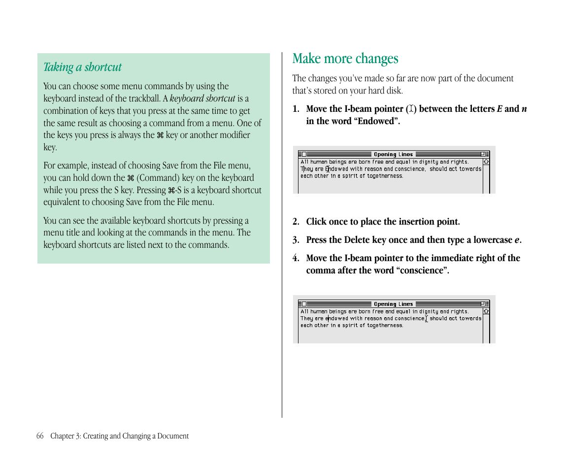 Make more changes, Taking a shortcut | Apple Macintosh PowerBook 145B User Manual | Page 82 / 304