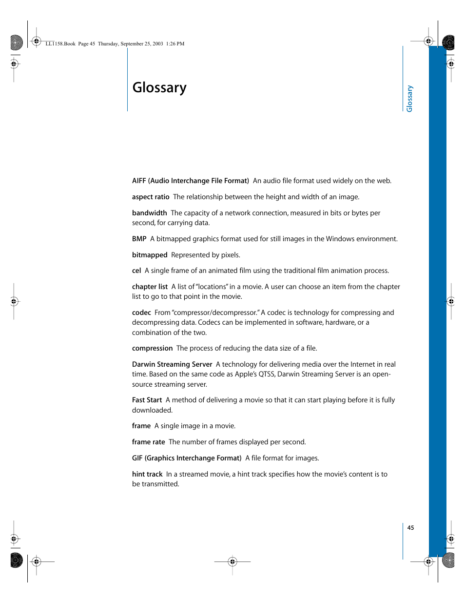 Glossary | Apple QuickTime 6.4 User Manual | Page 45 / 50