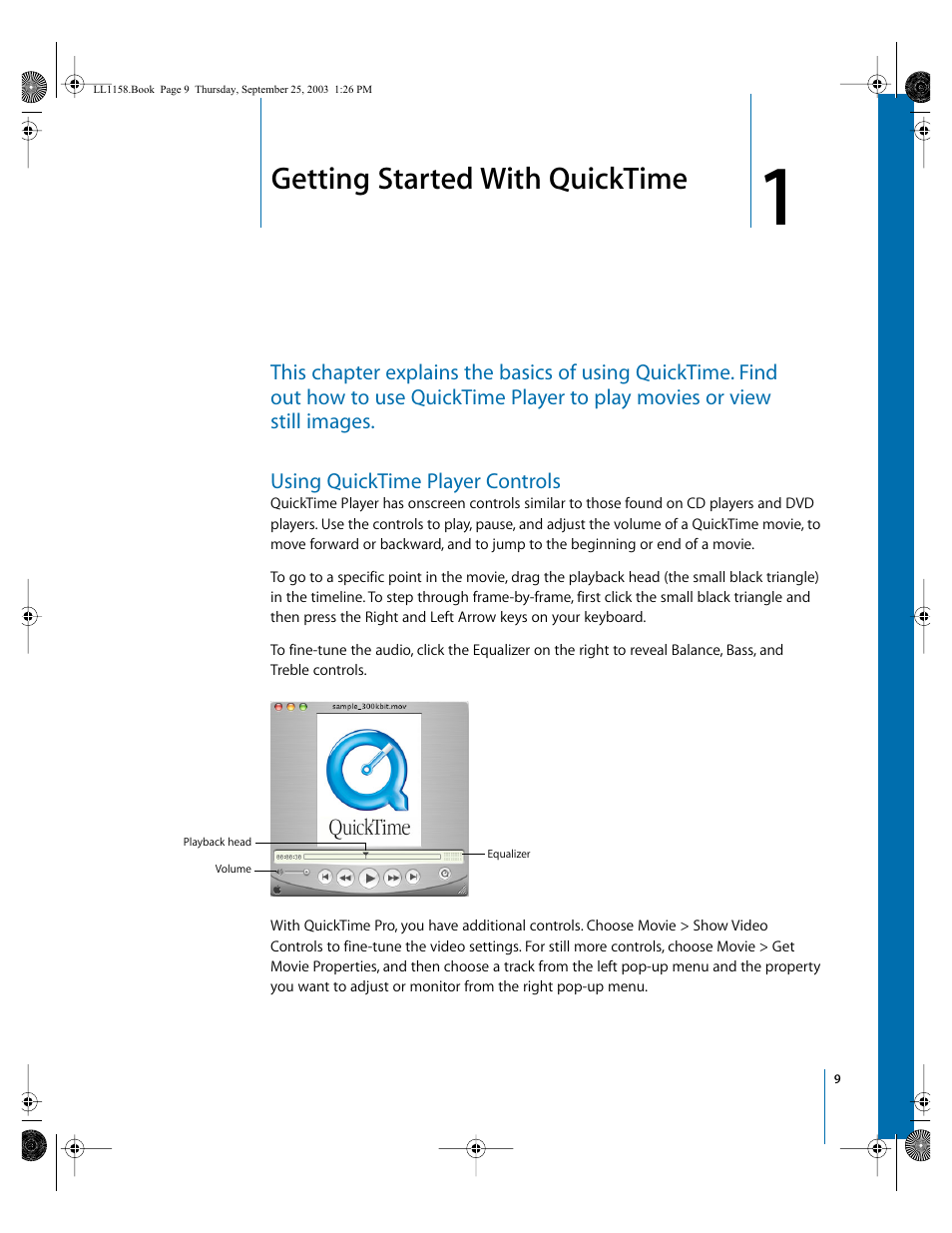 Getting started with quicktime, Using quicktime player controls, Chapter | Apple QuickTime 6.4 User Manual | Page 9 / 50
