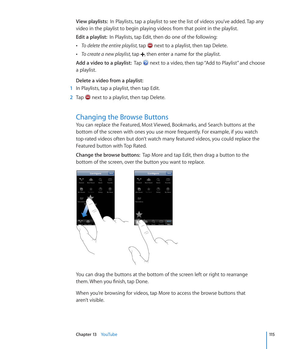 Changing the browse buttons, 115 changing the browse buttons | Apple iPod touch iOS 4.3 User Manual | Page 115 / 230