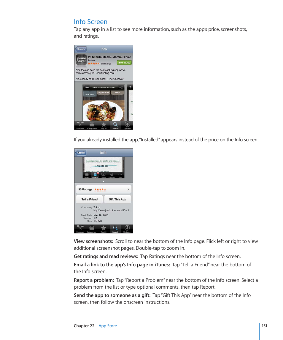 Info screen, 151 info screen | Apple iPod touch iOS 4.3 User Manual | Page 151 / 230