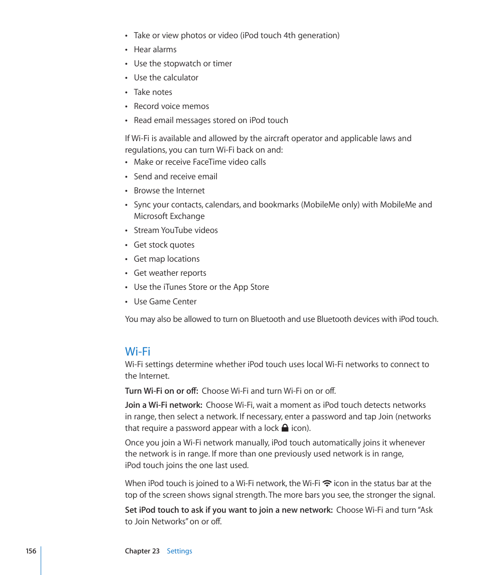Wi-fi, 156 wi-fi | Apple iPod touch iOS 4.3 User Manual | Page 156 / 230