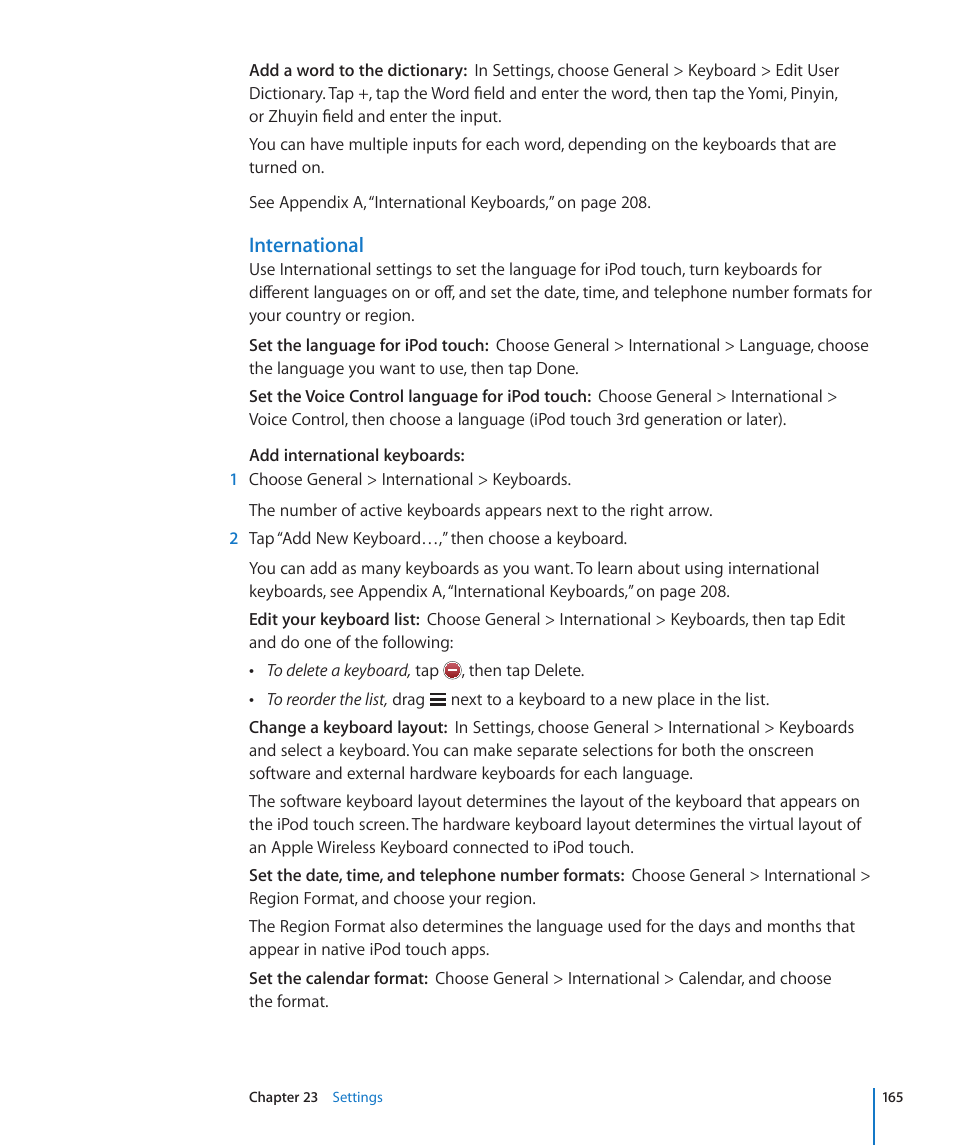 International | Apple iPod touch iOS 4.3 User Manual | Page 165 / 230