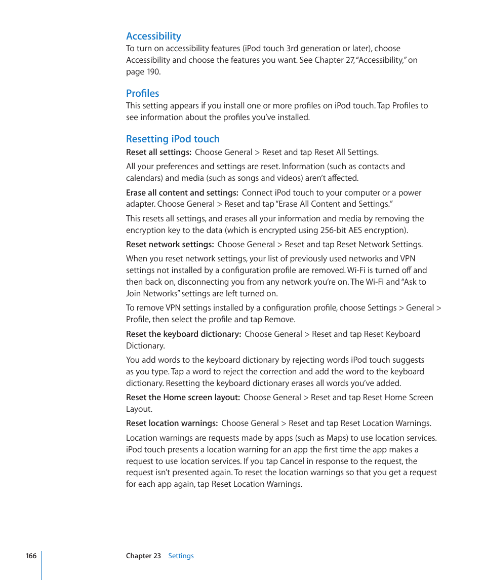 Apple iPod touch iOS 4.3 User Manual | Page 166 / 230