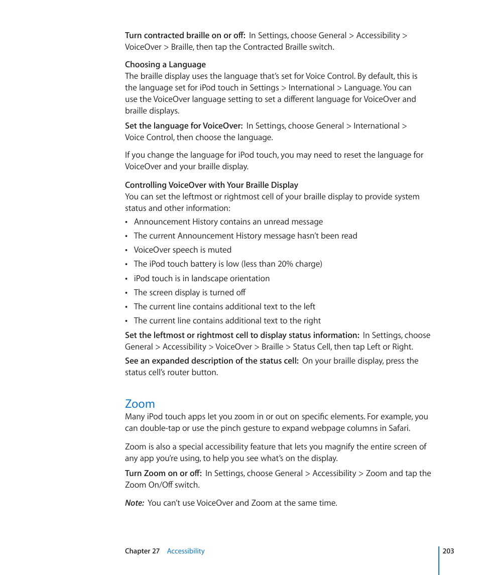Zoom, 203 zoom | Apple iPod touch iOS 4.3 User Manual | Page 203 / 230