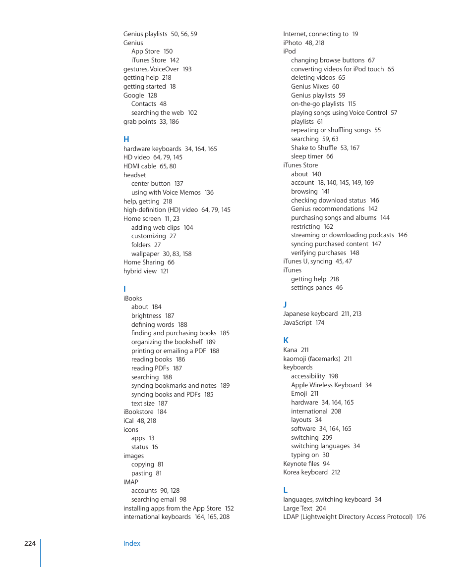 Apple iPod touch iOS 4.3 User Manual | Page 224 / 230