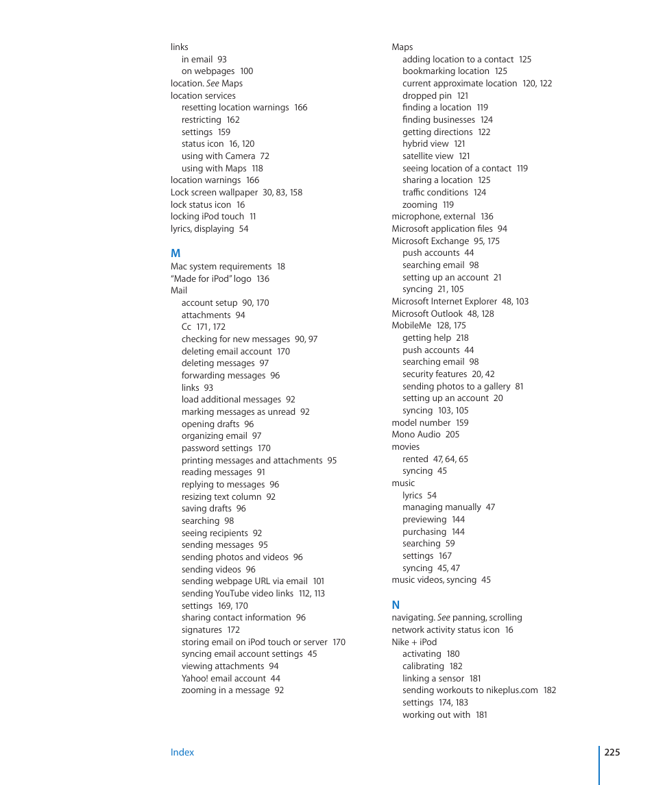 Apple iPod touch iOS 4.3 User Manual | Page 225 / 230