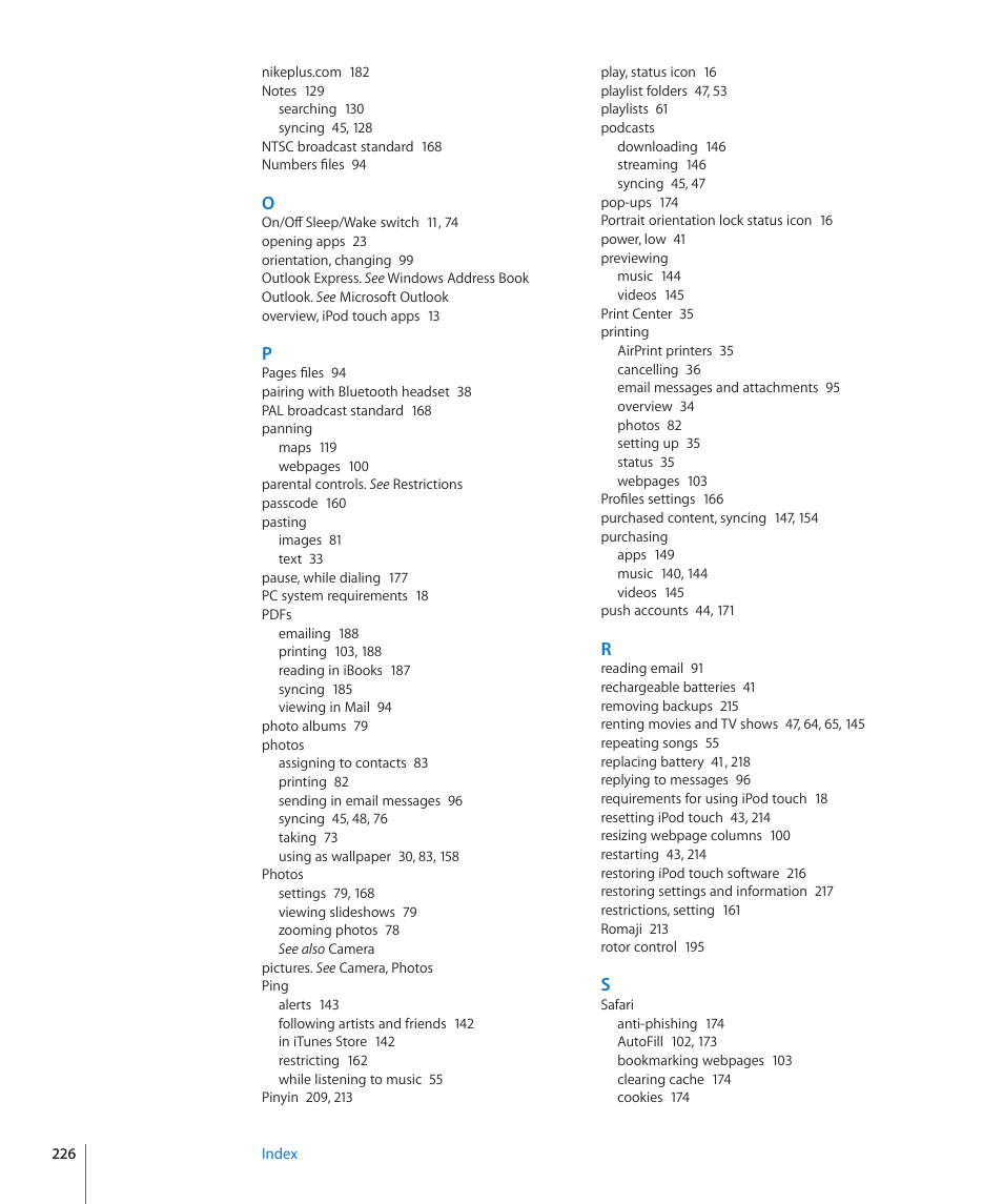 Apple iPod touch iOS 4.3 User Manual | Page 226 / 230