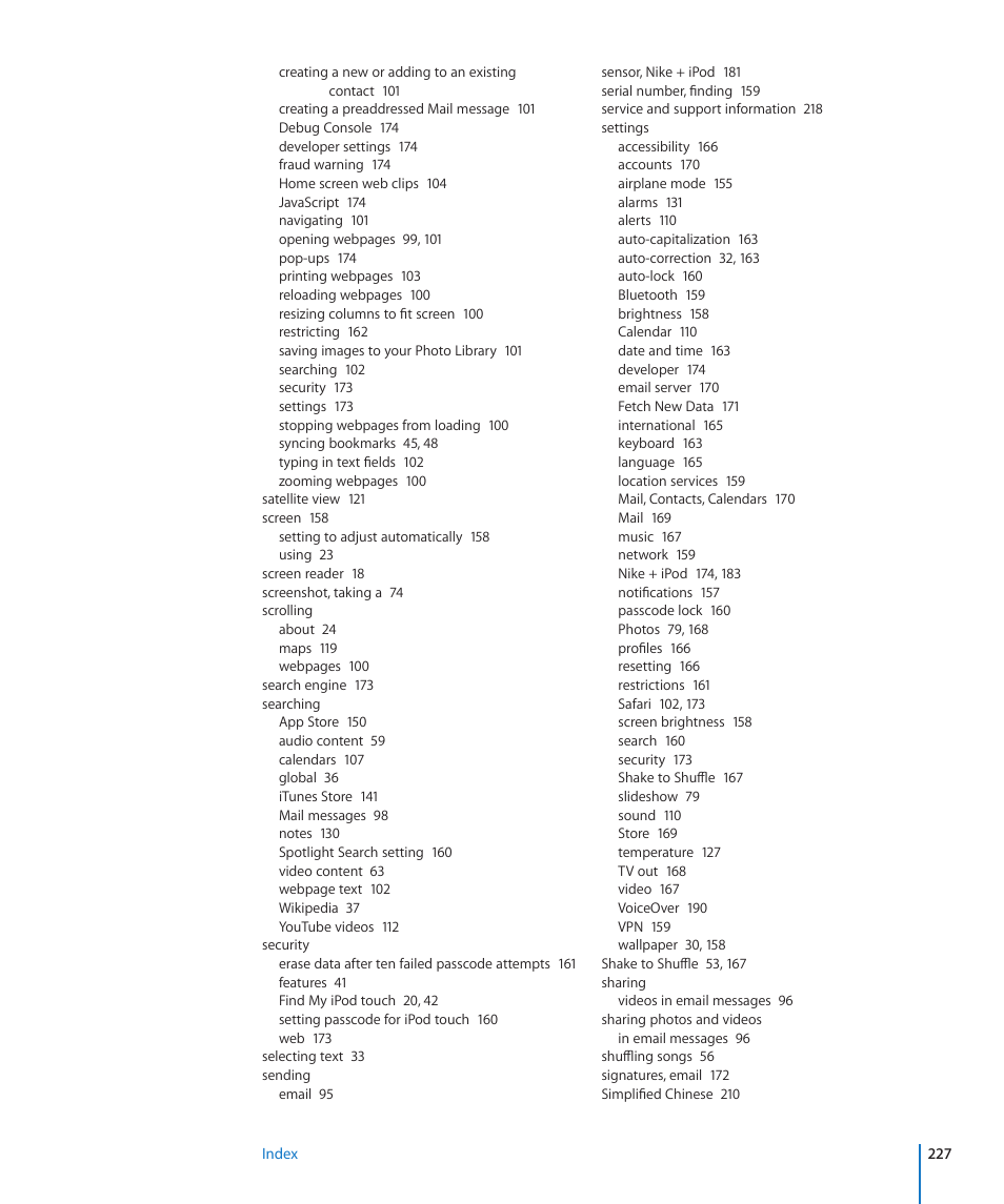 Apple iPod touch iOS 4.3 User Manual | Page 227 / 230