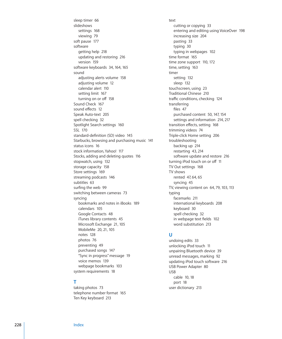 Apple iPod touch iOS 4.3 User Manual | Page 228 / 230