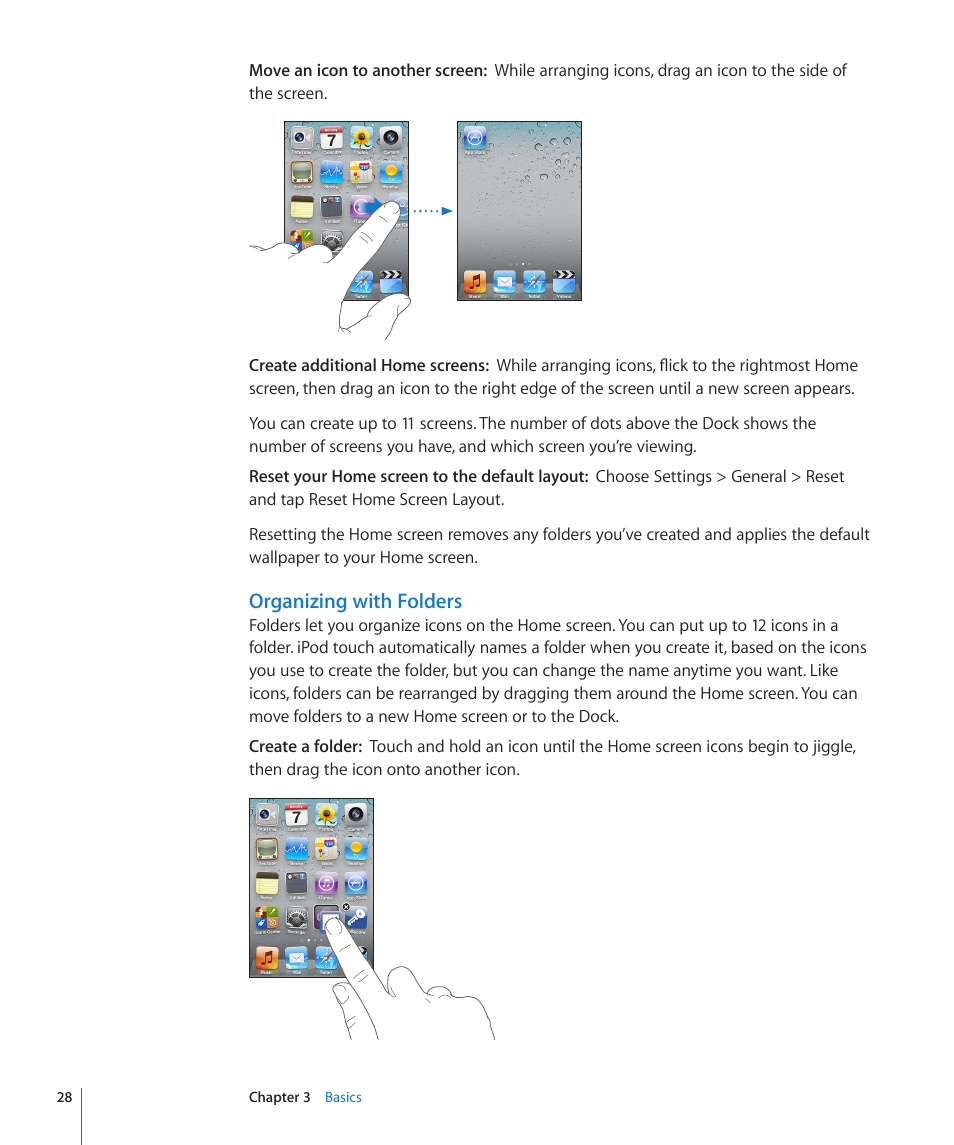 Organizing with folders | Apple iPod touch iOS 4.3 User Manual | Page 28 / 230