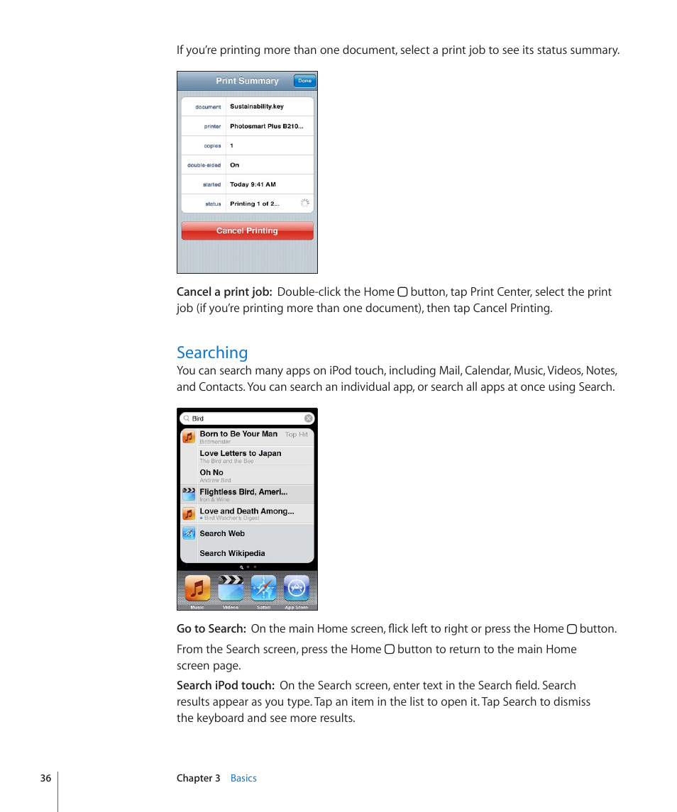Searching, 36 searching | Apple iPod touch iOS 4.3 User Manual | Page 36 / 230
