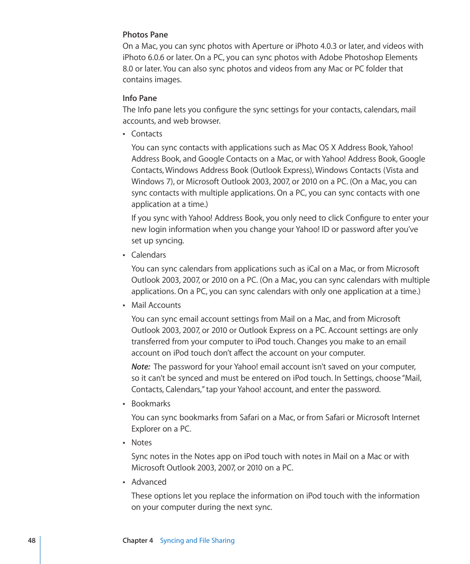 Apple iPod touch iOS 4.3 User Manual | Page 48 / 230