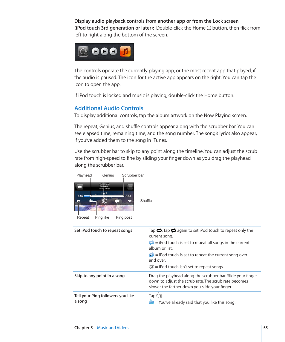 Additional audio controls | Apple iPod touch iOS 4.3 User Manual | Page 55 / 230