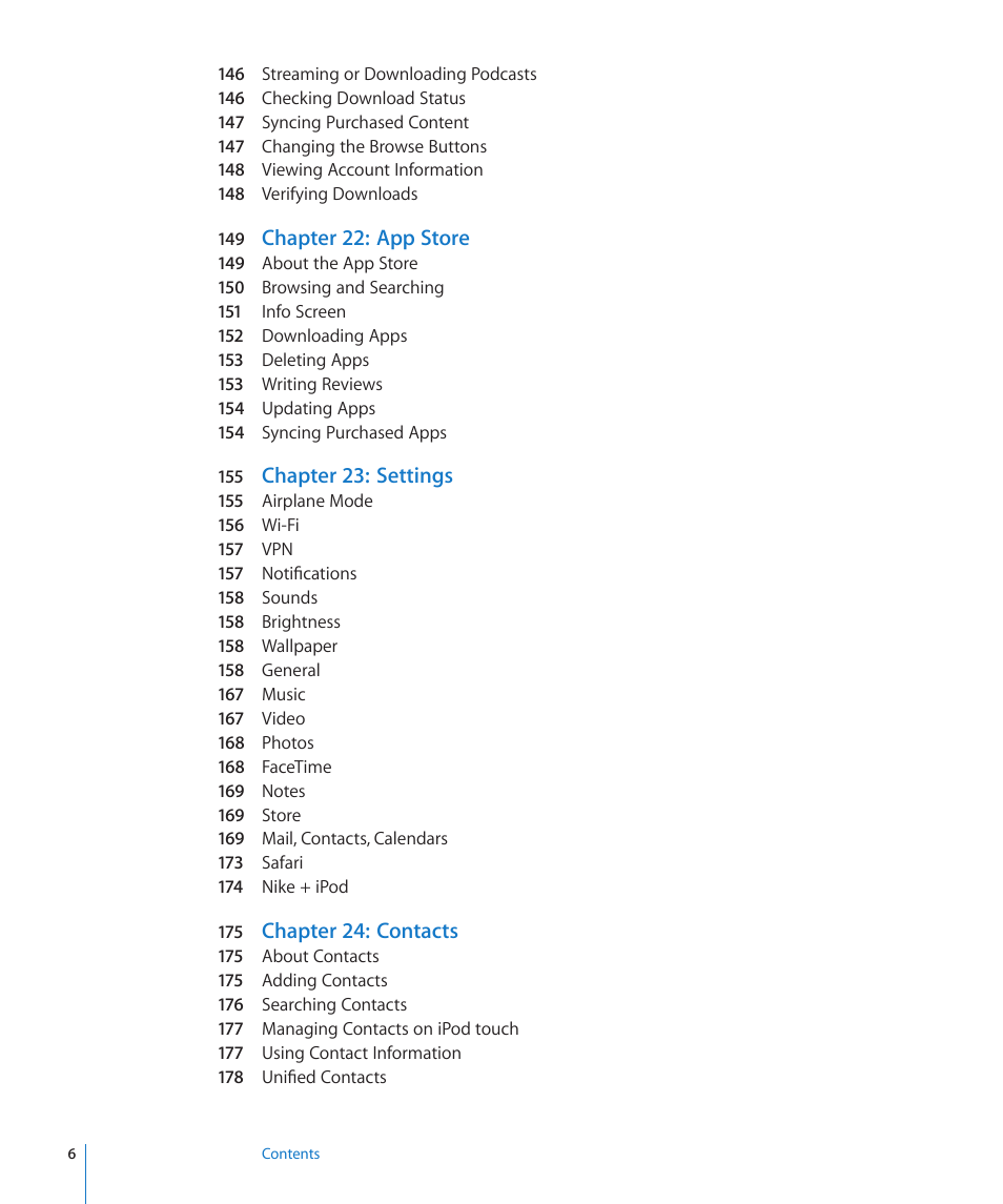 Apple iPod touch iOS 4.3 User Manual | Page 6 / 230