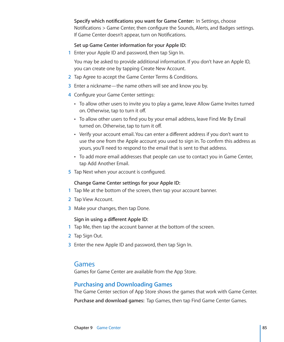 Games, 85 games, Purchasing and downloading games | Apple iPod touch iOS 4.3 User Manual | Page 85 / 230