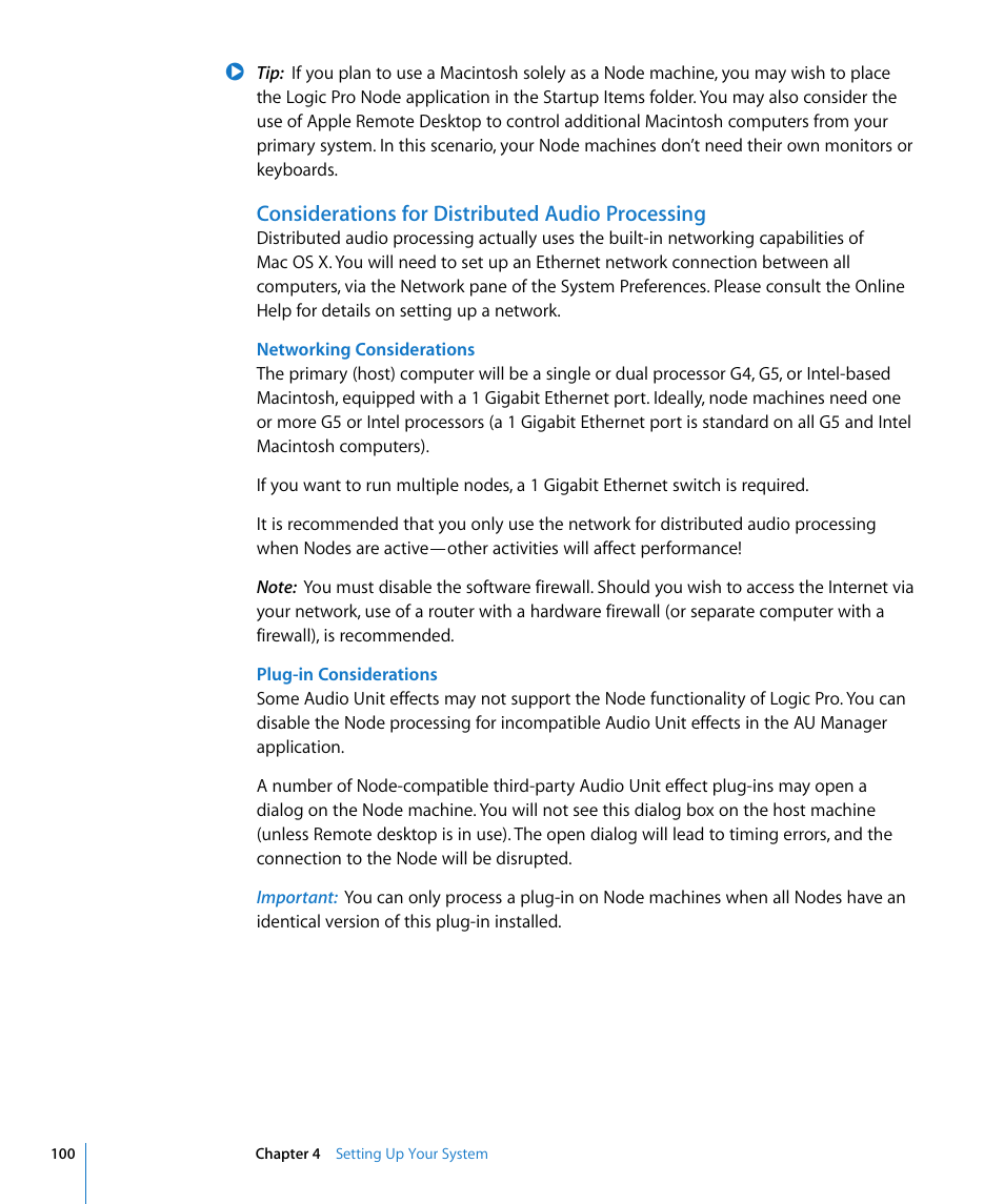 Considerations for distributed audio processing | Apple Logic Pro 8 User Manual | Page 100 / 1030