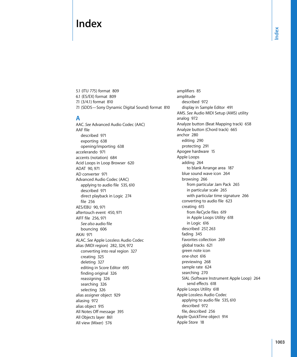 Index | Apple Logic Pro 8 User Manual | Page 1003 / 1030