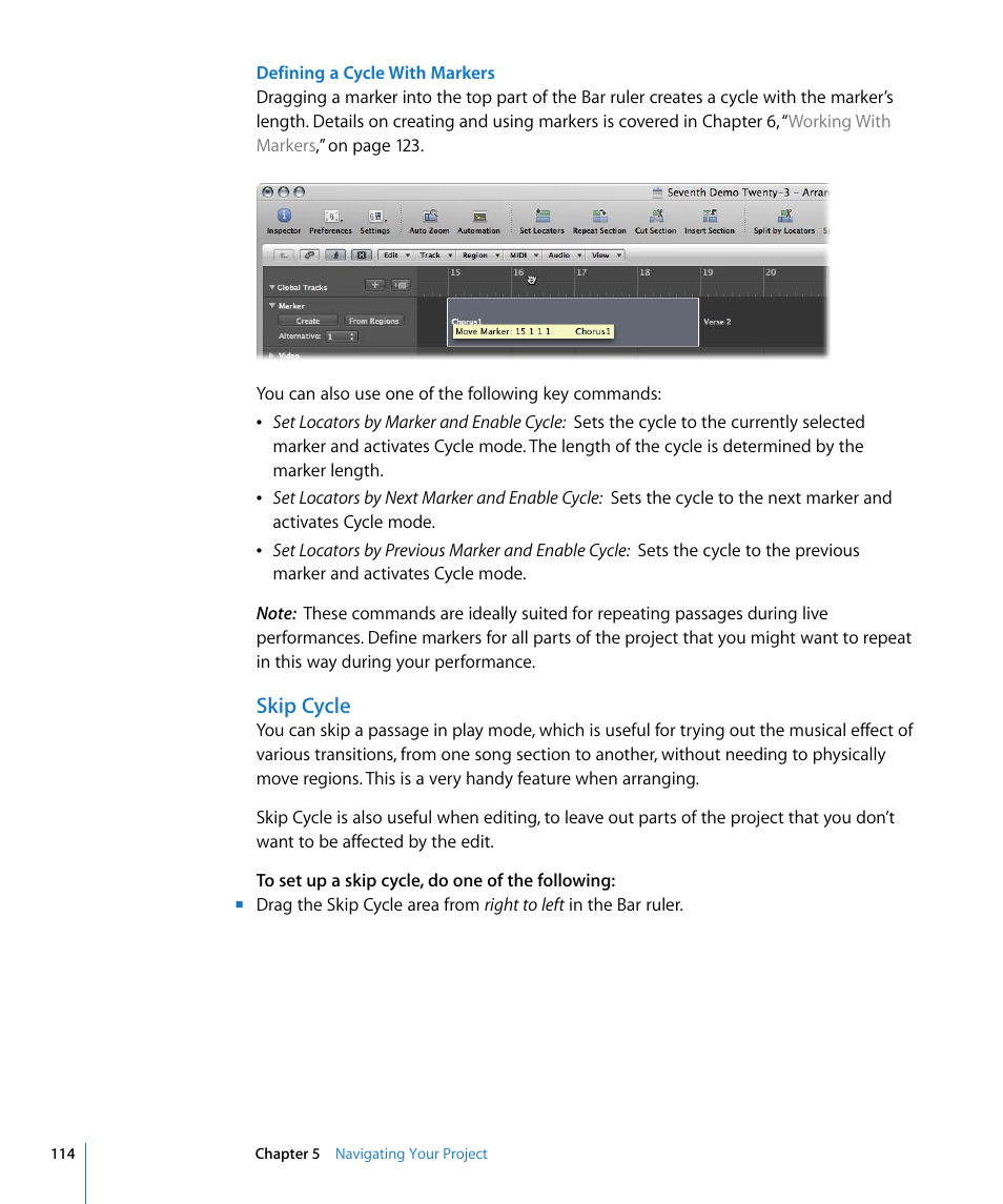 Skip cycle | Apple Logic Pro 8 User Manual | Page 114 / 1030