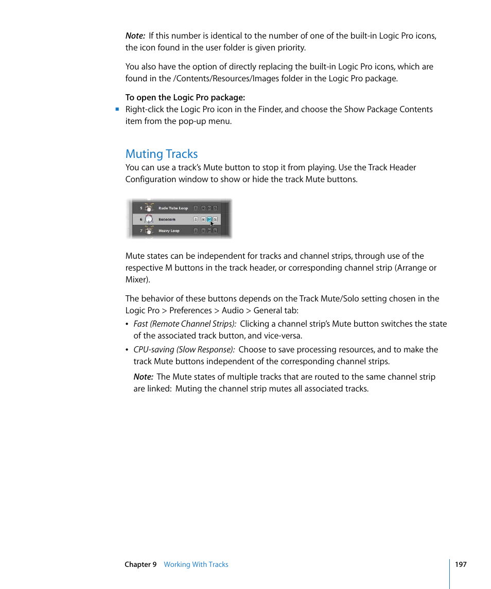 Muting tracks | Apple Logic Pro 8 User Manual | Page 197 / 1030