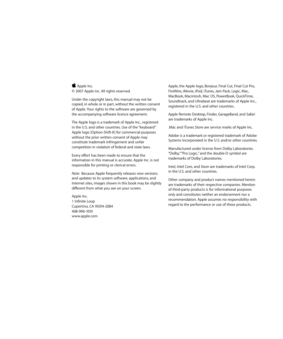 Apple Logic Pro 8 User Manual | Page 2 / 1030