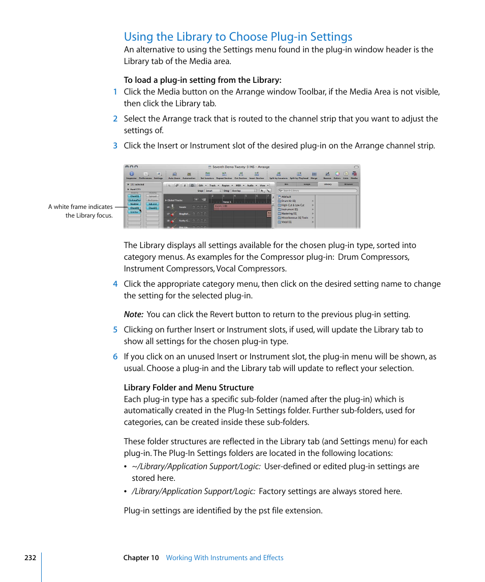 Using the library to choose plug-in settings | Apple Logic Pro 8 User Manual | Page 232 / 1030
